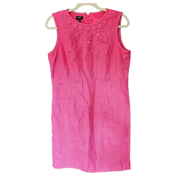 Women's Talbot Hot Pink Tweed Linen Sheath Dress Sleeveless 14P   14 Petite - Picture 1 of 9